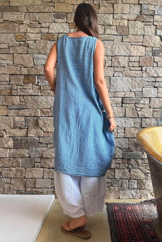 Marina Chalk Stripe Tunic Denim